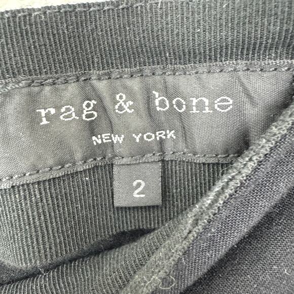 Rag & Bone Womens Straight Stretch Dress Pant Size 2 Lamb Leather Trim Black - Picture 2 of 6